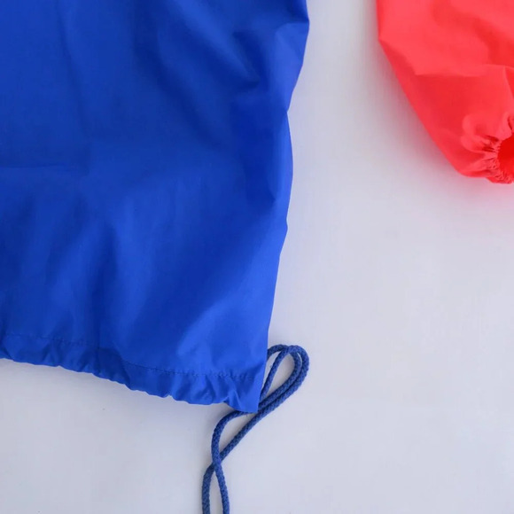 Vintage Pch Neon Orange Blue Waterproof Nylon Hooded Half Zip Windbreaker Jacket - Picture 5 of 10